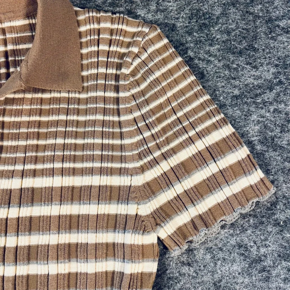Promesa Polo Shirt Dress Womens M Brown Knit Ribbed Preppy Tennis Casual Y2K Mod